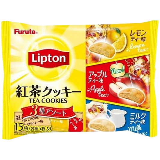 Furuta Confectionery Lipton Black Tea Cookies, 3 Types Assorted, 15 Pieces