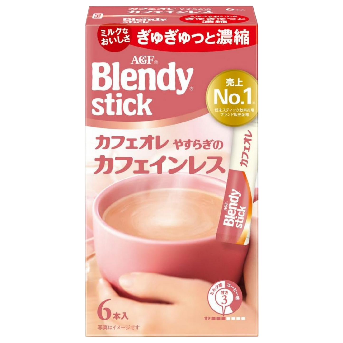 AGF Blendy Stick Café au Lait, Calming Caffeine-Free 6 Sticks