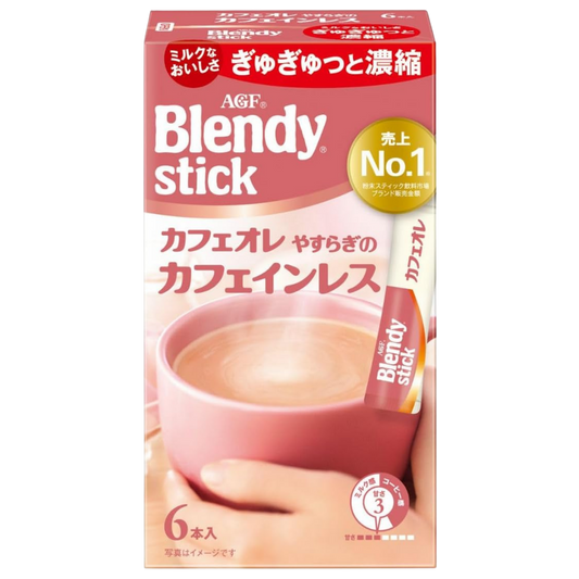 AGF Blendy Stick Café au Lait, Calming Caffeine-Free 6 Sticks