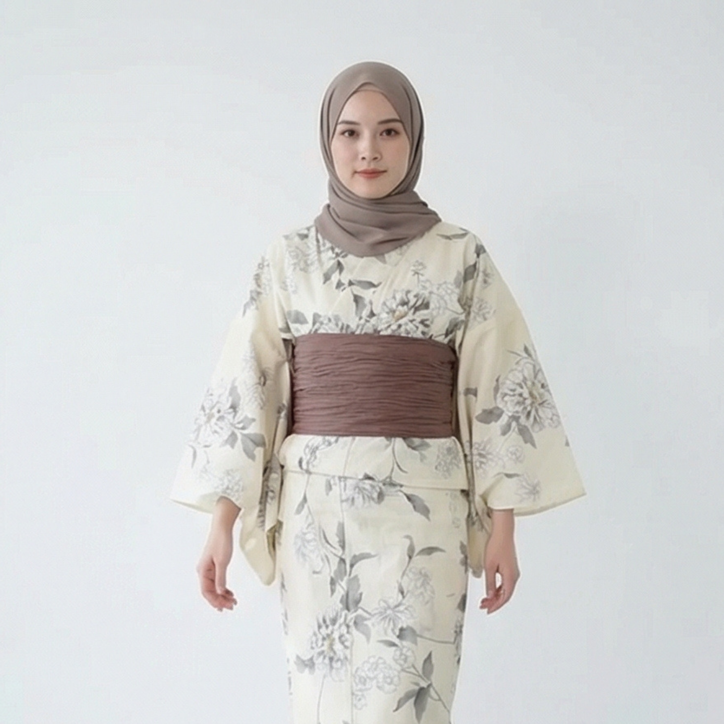 Amemari Women’s 100% Cotton Yukata Set (Blue Ash x Lavender Rose)